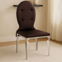 Premier Housewares Silk Purple Stainless Steel Legs Dining Chair - thumbnail 1