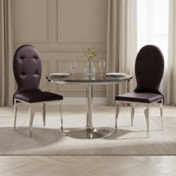 Premier Housewares Silk Purple Stainless Steel Legs Dining Chair - thumbnail 3