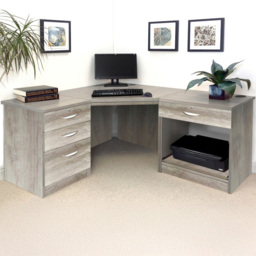 R White Cabinets Grey Nebraska Woodgrain Corner Home Office Furniture Set