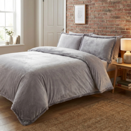 Selena Grey Double Velvet Duvet Set - thumbnail 4