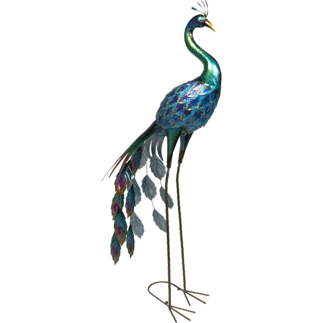 St Helens Blue Metal Peacock Garden Ornament - image 1
