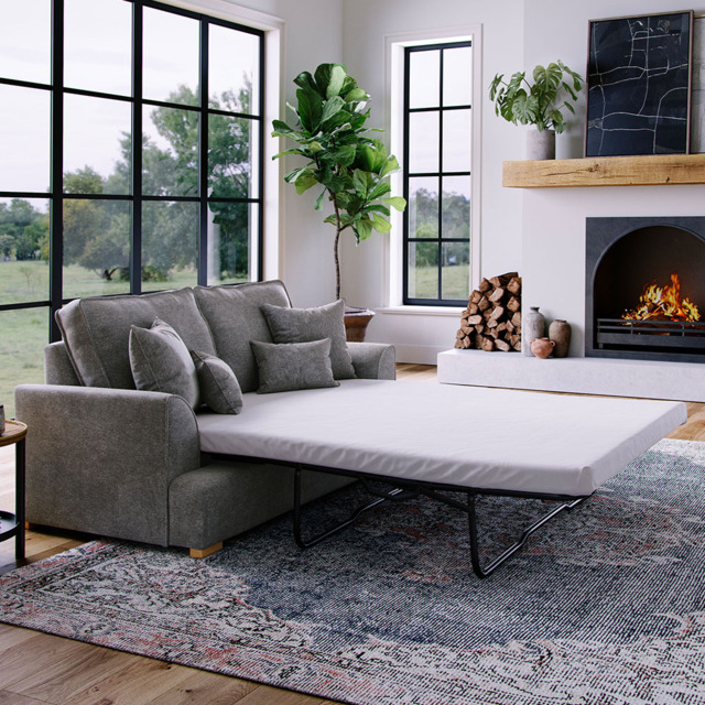Alba City 2 Seater Steel Fabric Sofa Bed - image 1