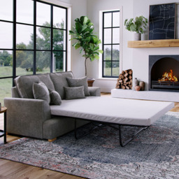 Alba City 2 Seater Steel Fabric Sofa Bed - thumbnail 1
