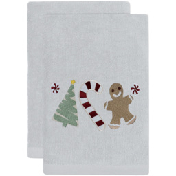 Noel Square White Sweet Shop Cotton Velour Hand Towel 2 Pack