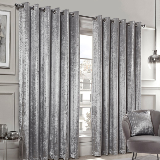 Divante Selina Dotty Stripe Silver Foil Eyelet Curtain 229 x 229cm - image 1