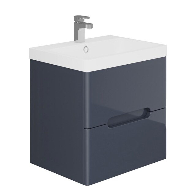 Bathstore Skye 600mm Wall Hung 2 Drawer Vanity Unit and Basin - Grey