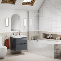 Bathstore Skye 600mm Wall Hung 2 Drawer Vanity Unit and Basin - Grey - thumbnail 2