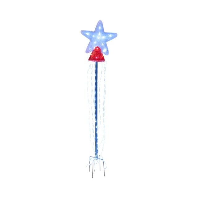 White and Red Acrylic Star LED Christmas Maypole Light - image 1