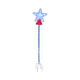 White and Red Acrylic Star LED Christmas Maypole Light - thumbnail 1