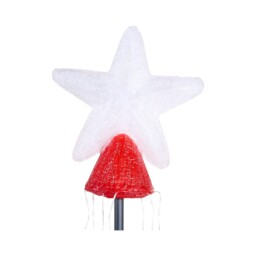 White and Red Acrylic Star LED Christmas Maypole Light - thumbnail 3
