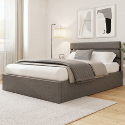 GFW Hudson Grey Double End Lift Ottoman Bed with SC Bonnell Mattress - thumbnail 1