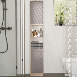 HOMCOM 2 Door S Shelf Bathroom Floor Cabinet