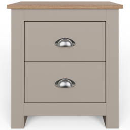 GFW Lancaster 2 Drawer Grey Bedside Table - thumbnail 4