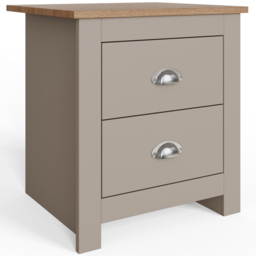 GFW Lancaster 2 Drawer Grey Bedside Table - thumbnail 2
