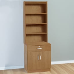 R White Cabinets Brown 2 Door Single Drawer 4 Shelf Cupboard with Hutch