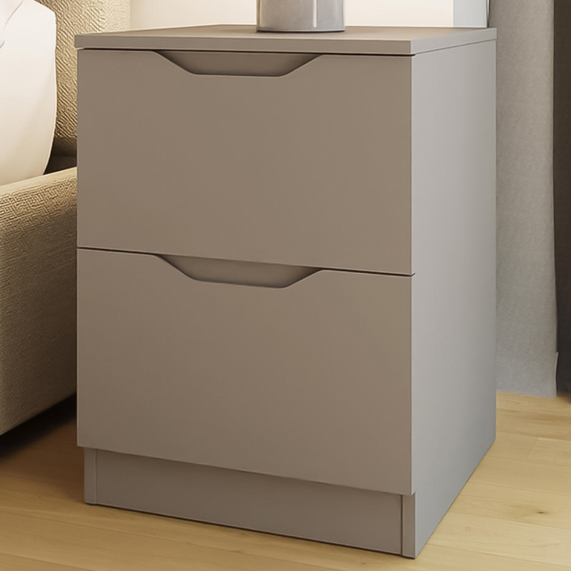 FWStyle Luno Putty 2 Drawer Modern Bedside Table - image 1
