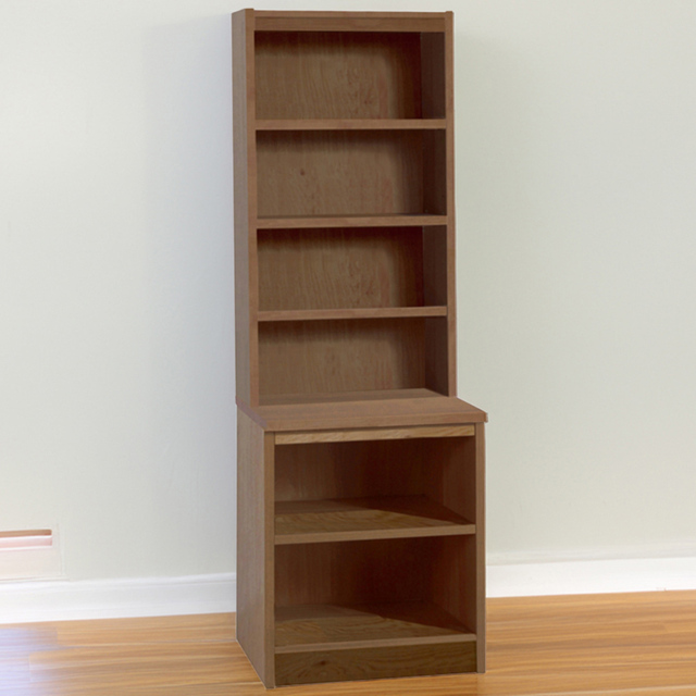 R White Cabinets Brown 6 Shelf Bookcase with Hutch - image 1