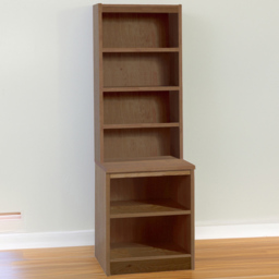R White Cabinets Brown 6 Shelf Bookcase with Hutch
