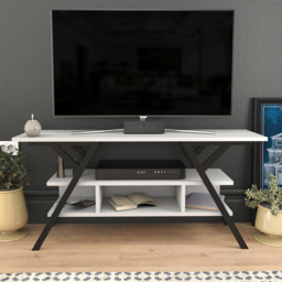 Decorotika Minerva 4 Shelf Black and White Decorative TV Unit