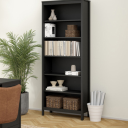 Florence Barcelona 6 Shelf Black Bookcase