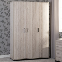 Seconique Oliver 3 Door Light Oak Effect Wardrobe