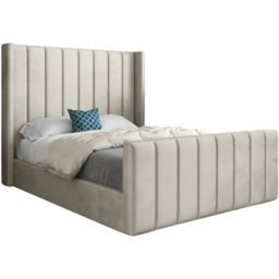 Romano Single Silver Soft Velvet Upholstered Bed Frame with Straight Winged Headboard - thumbnail 2