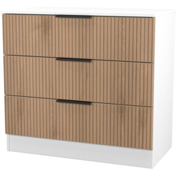 Crowndale Java Slatt Effect and White 3 Drawer Chest of Drawers - thumbnail 4