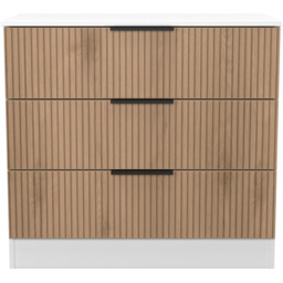 Crowndale Java Slatt Effect and White 3 Drawer Chest of Drawers - thumbnail 2