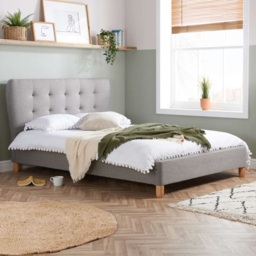 Stockholm Grey Fabric Double Bed Frame - thumbnail 1