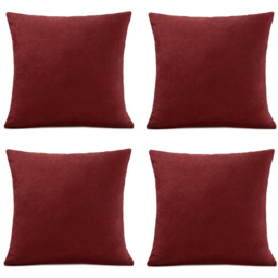 Alan Symonds Plain Velvet Chenille Red Cushion with Polyester Filled Pad 45 x 45cm 4 Pack