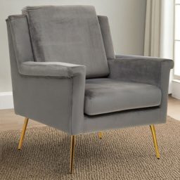 Premier Housewares Salma Grey Velvet Upholstered Armchair - thumbnail 1