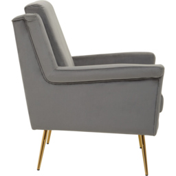 Premier Housewares Salma Grey Velvet Upholstered Armchair - thumbnail 3