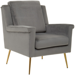 Premier Housewares Salma Grey Velvet Upholstered Armchair - thumbnail 2