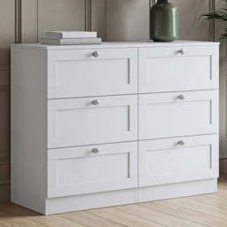 Vida Designs Altino White 6 Drawer Shaker-Style Chest of Drawers - thumbnail 1