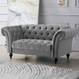 Home Detail Mayfair 2 Seater Grey Velvet Curved Sofa