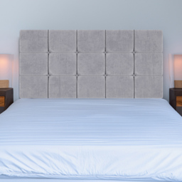 Bedmaster Pearl Double Seal Grey Naples Velvet Squared Headboard - thumbnail 1