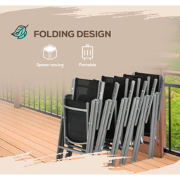 Outsunny 7pc Garden Dining Set Black - thumbnail 4