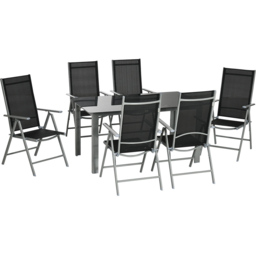 Outsunny 7pc Garden Dining Set Black - thumbnail 2