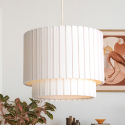 Lighting Collection Aurelia 2 Tier White Box Pleat Ceiling Shade - thumbnail 2