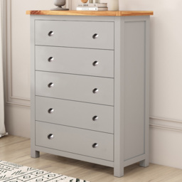 Cabinet Bits Argenta 5 Drawer Chest of Drawers with Chrome Knob