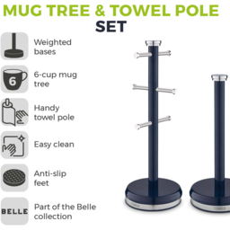 Tower Belle Blue Mug Tree and Towel Pole Set - thumbnail 2