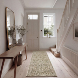 Kukoon Oscar Isadora Flat Sage Green Vintage Rug 80 x 300cm - thumbnail 2
