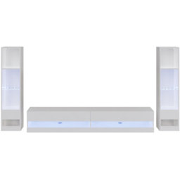 GFW Galicia 10 Shelf White Wall Mounted LED Full Media Set - thumbnail 2