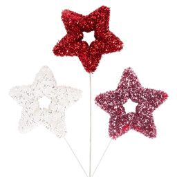 Jingle Bell Boogie Red and White Star Trio Christmas Pick