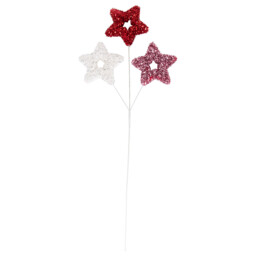 Jingle Bell Boogie Red and White Star Trio Christmas Pick - thumbnail 3