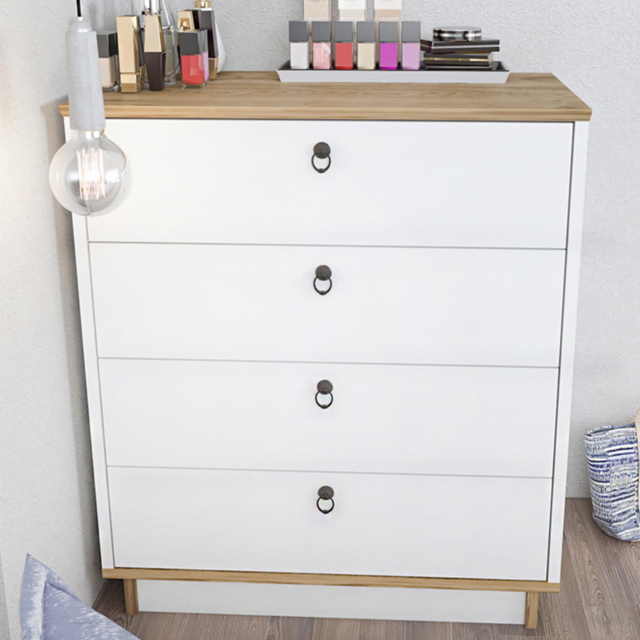 Decorotika Sahra White and Oud Oak 4 Drawer Chest of Drawers - image 1