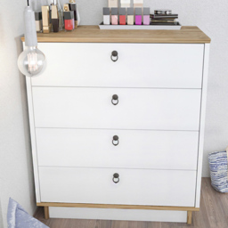 Decorotika Sahra White and Oud Oak 4 Drawer Chest of Drawers - thumbnail 1