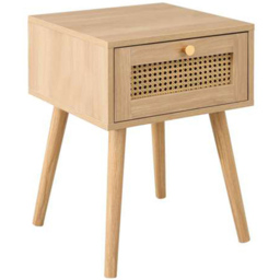 Croxley Single Drawer Oak Rattan Bedside Table - thumbnail 2