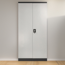 MMT Furniture Designs 2 Door Grey and Black Steel Lockable Filing Cabinet - thumbnail 1