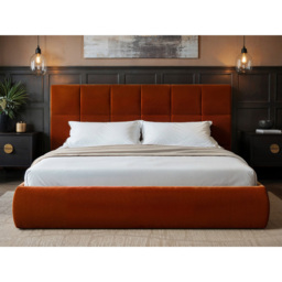 SOLACE+CO Mika Burnt Orange Double Velvet Ottoman Bed - thumbnail 4